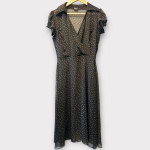 MSK Dress Sheer Polka Dot Flowy Midi Whimsygoth Fairycore‎ Witchy Romantic Sz M